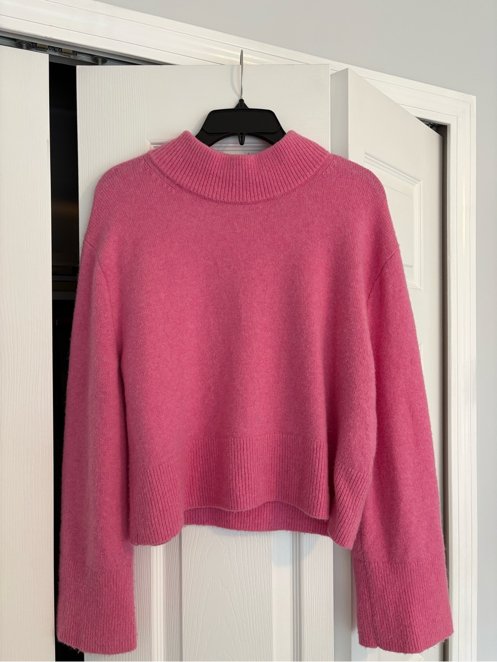 J. Crew Bright Pink Mock Neck Sweater